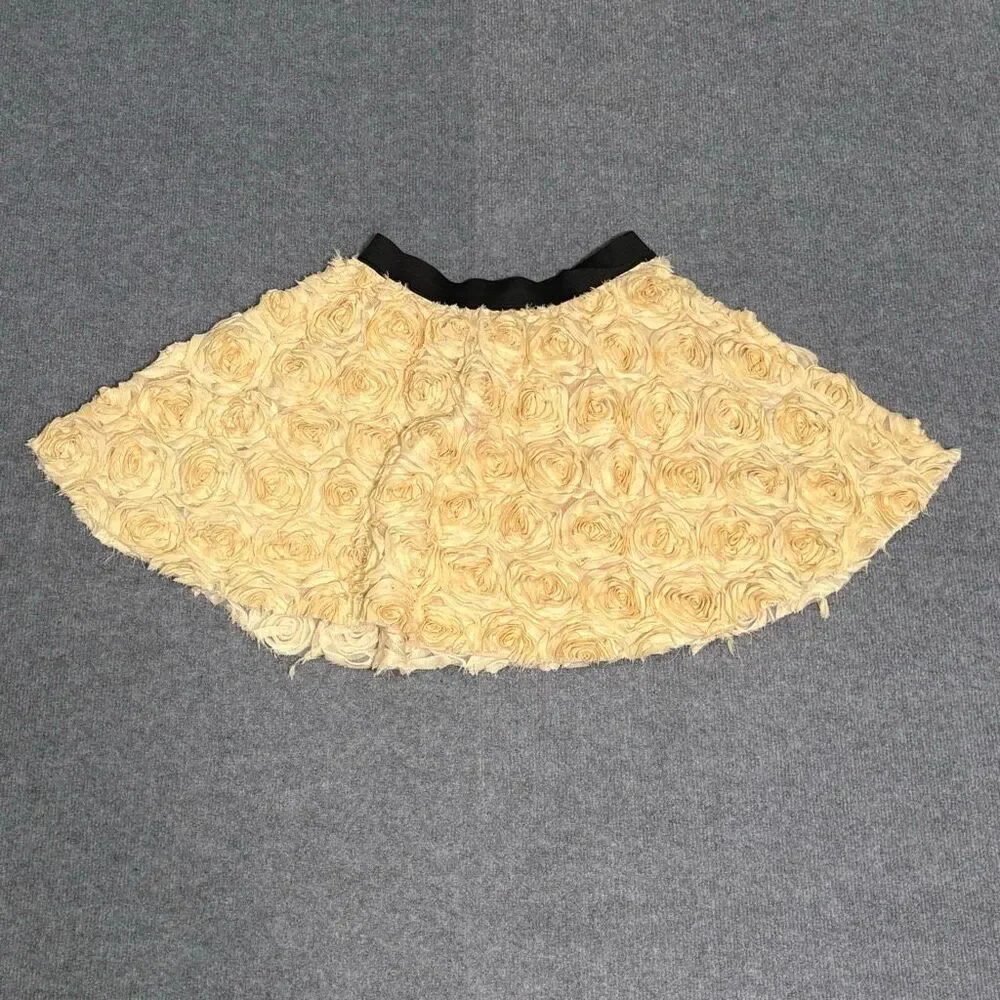 Free People Rosette Floral Textured Mini Skirt Cream Size S